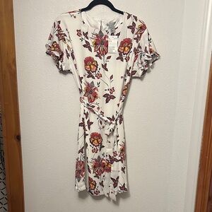 H&M Cream and Red Floral Dress
